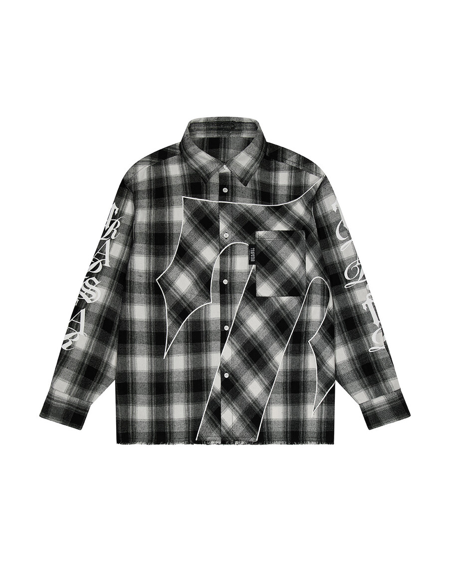flanellhemd mit aufdruck – schwarz