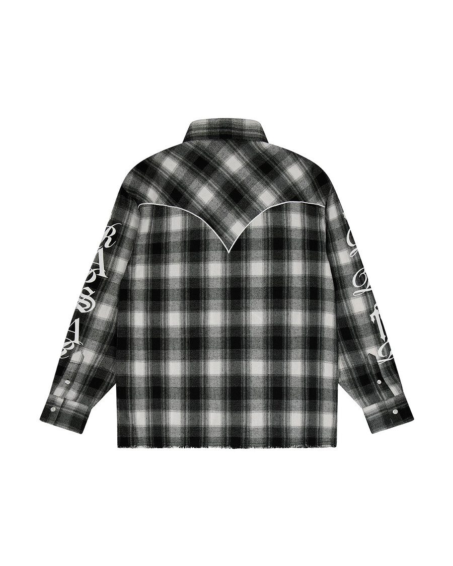 flanellhemd mit aufdruck – schwarz