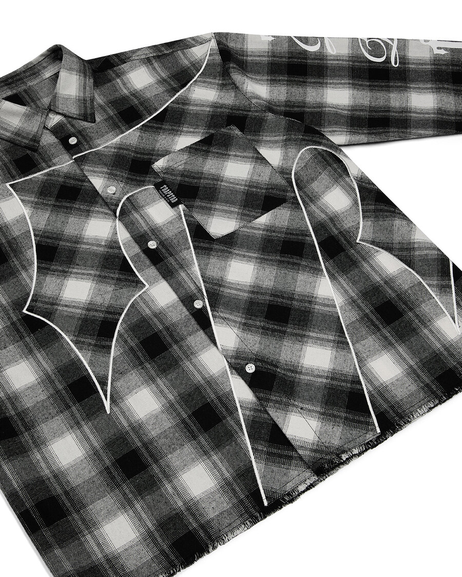 flanellhemd mit aufdruck – schwarz
