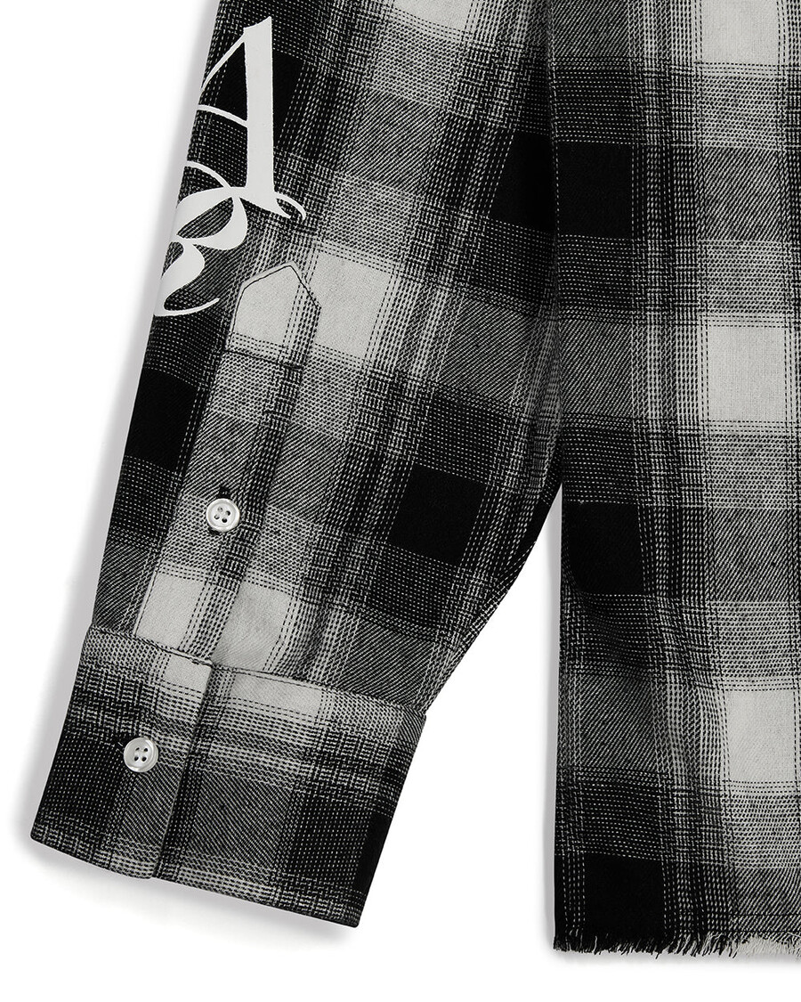 flanellhemd mit aufdruck – schwarz