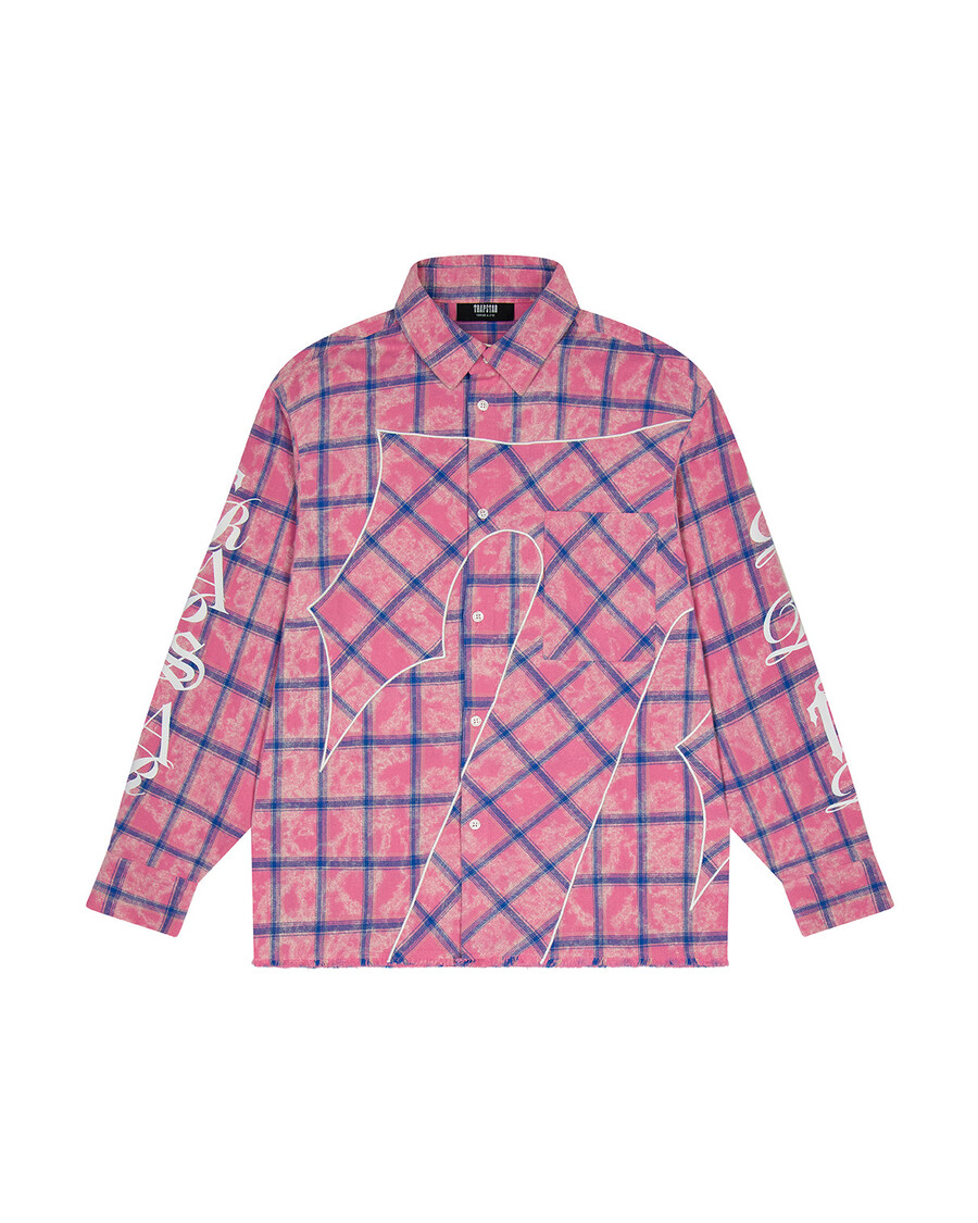 flanellhemd mit schriftzug – rosa