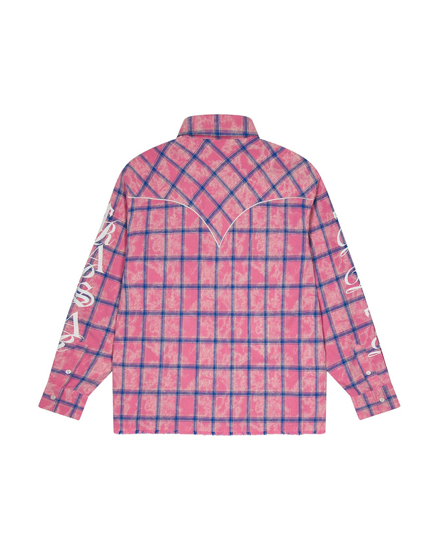 flanellhemd mit schriftzug – rosa