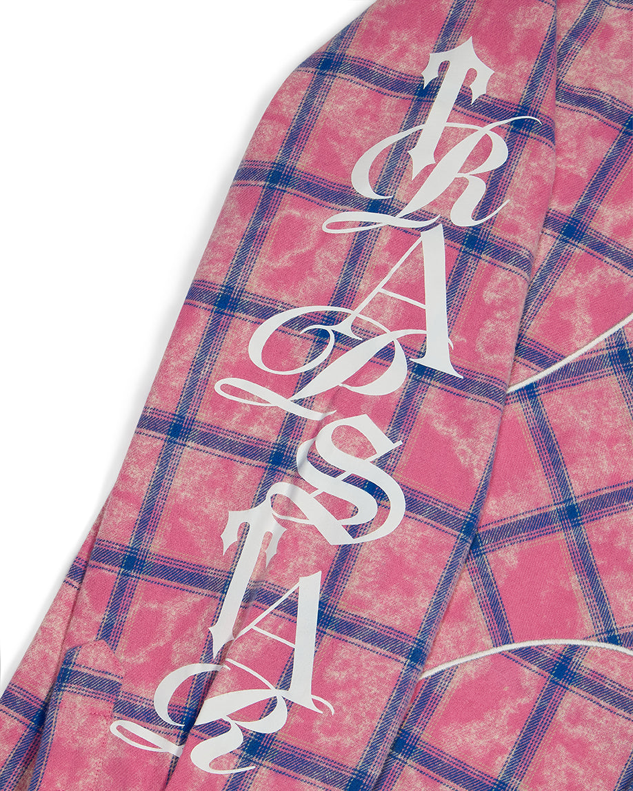 flanellhemd mit schriftzug – rosa