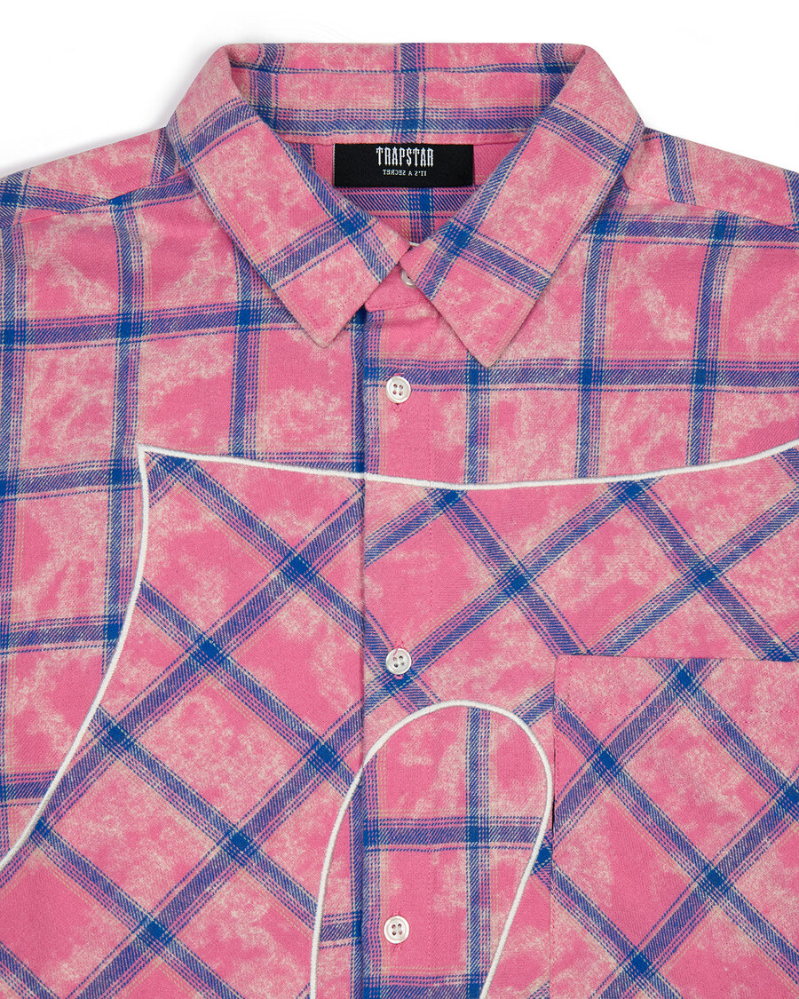 flanellhemd mit schriftzug – rosa
