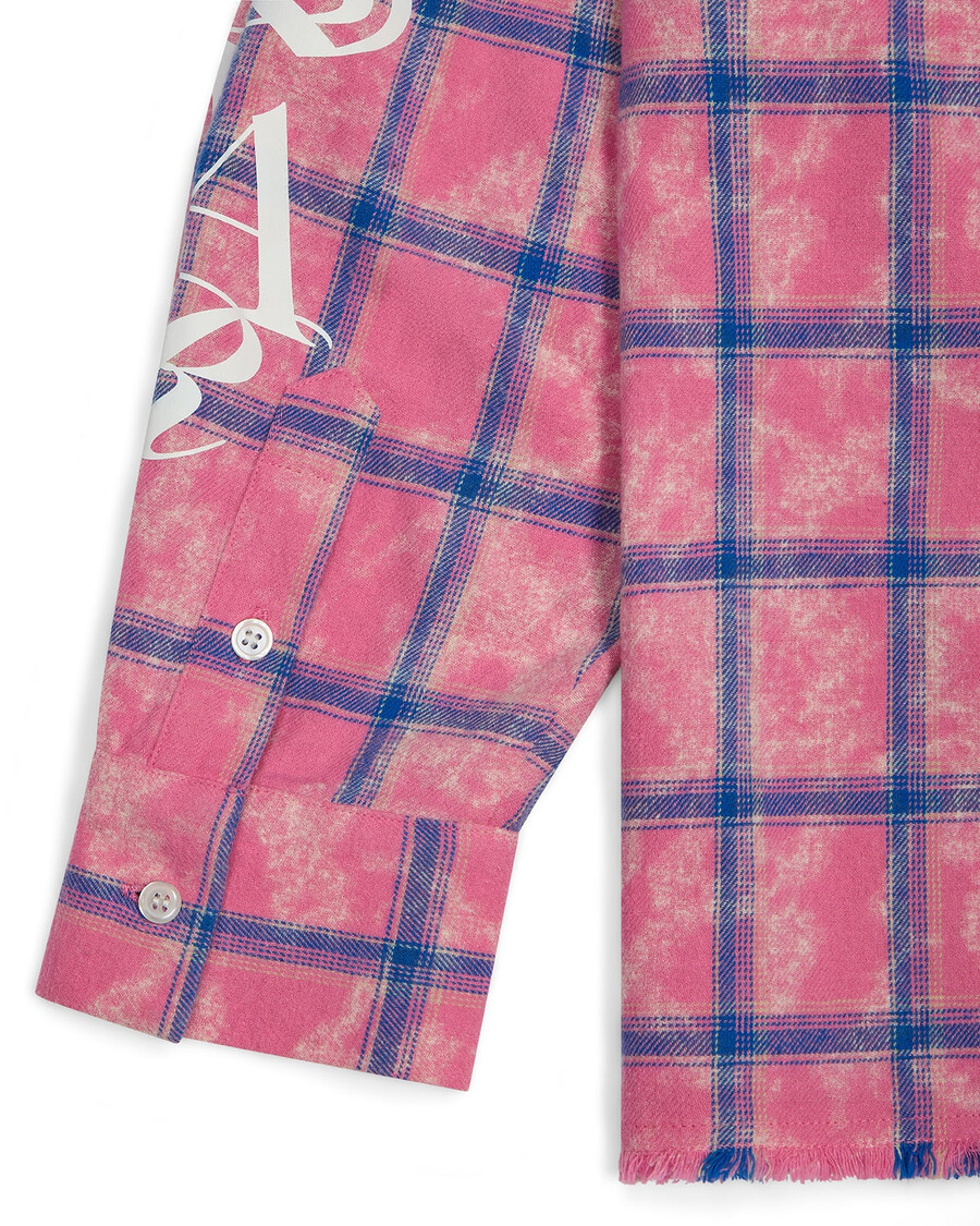 flanellhemd mit schriftzug – rosa
