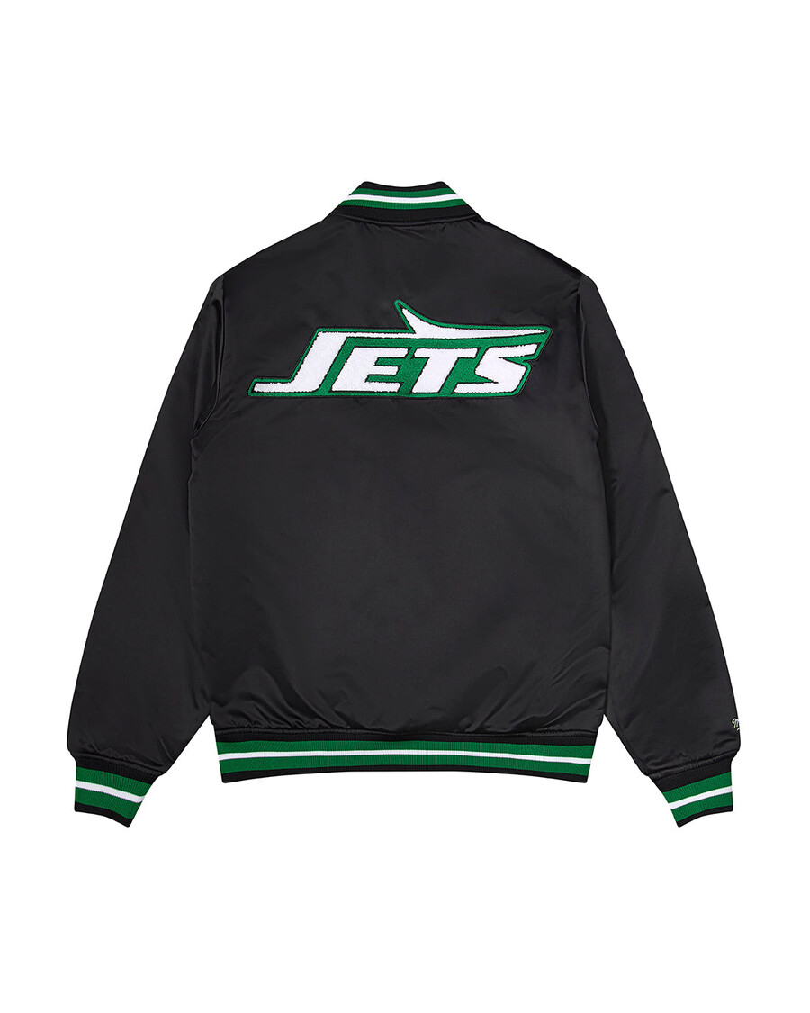trapstar x nfl jets satin-bomberjacke – schwarz