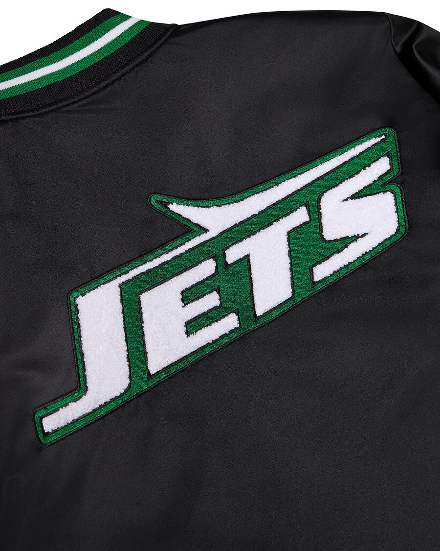 trapstar x nfl jets satin-bomberjacke – schwarz