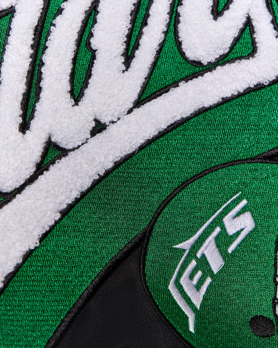 trapstar x nfl jets satin-bomberjacke – schwarz