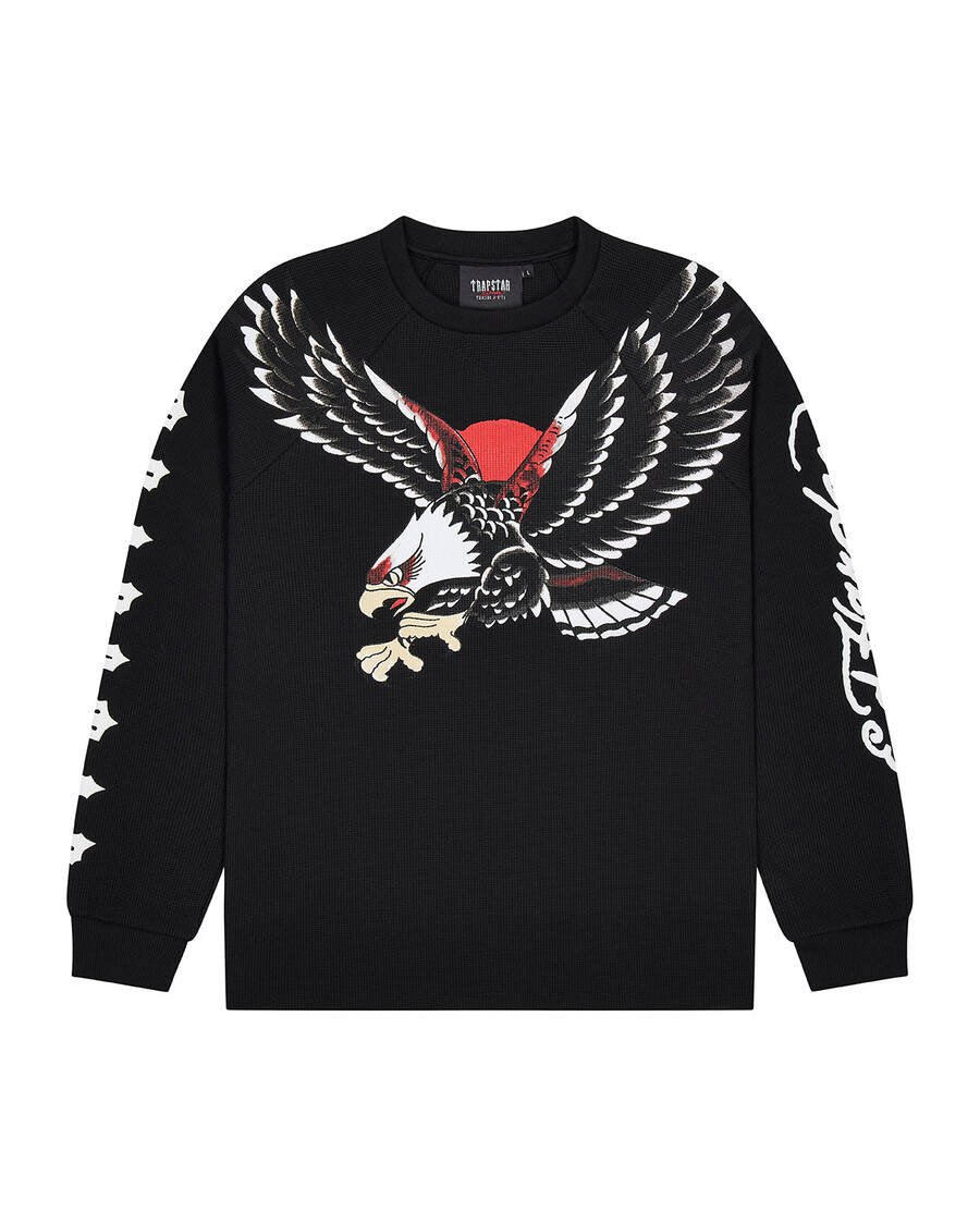 trapstar x ed hardy waffle ls top - schwarz