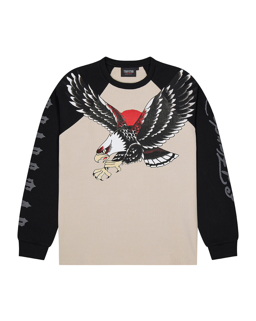 trapstar x ed hardy waffle langarmshirt – naturschwarz