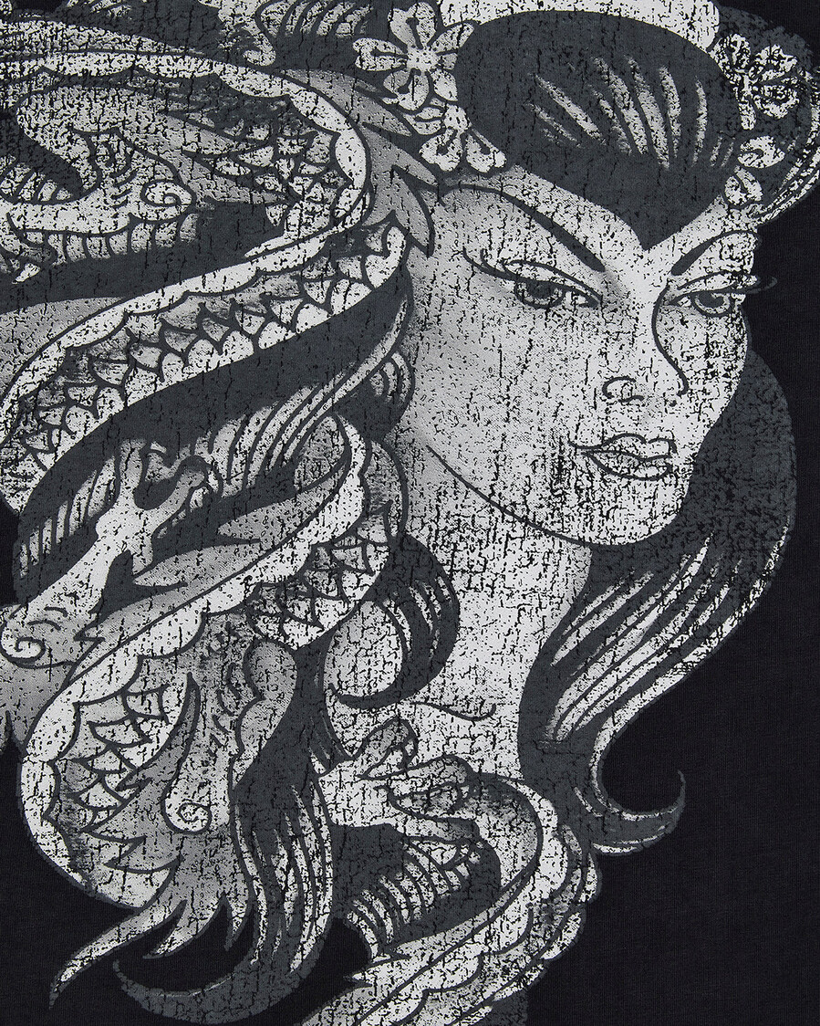 trapstar x ed hardy medusa langarmshirt – schwarzweiß