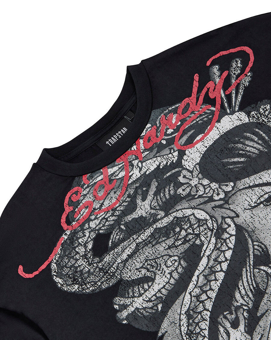 trapstar x ed hardy medusa langarmshirt – schwarzweiß