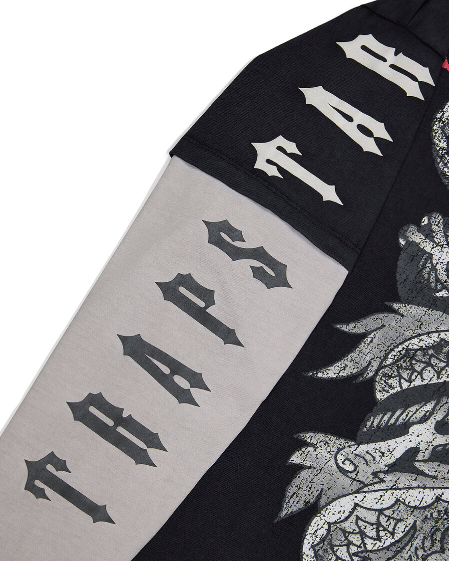 trapstar x ed hardy medusa langarmshirt – schwarzweiß