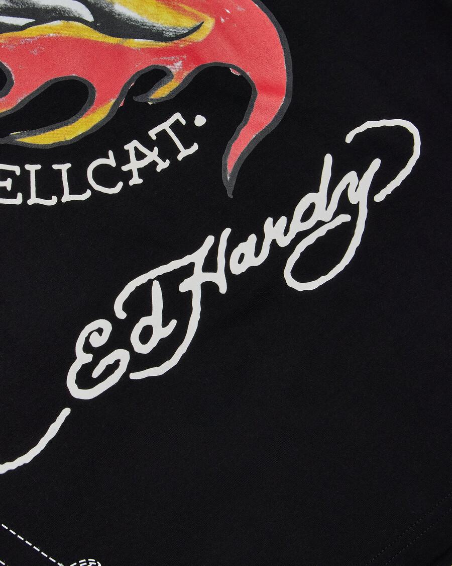 trapstar x ed hardy hell cat t-shirt – schwarz