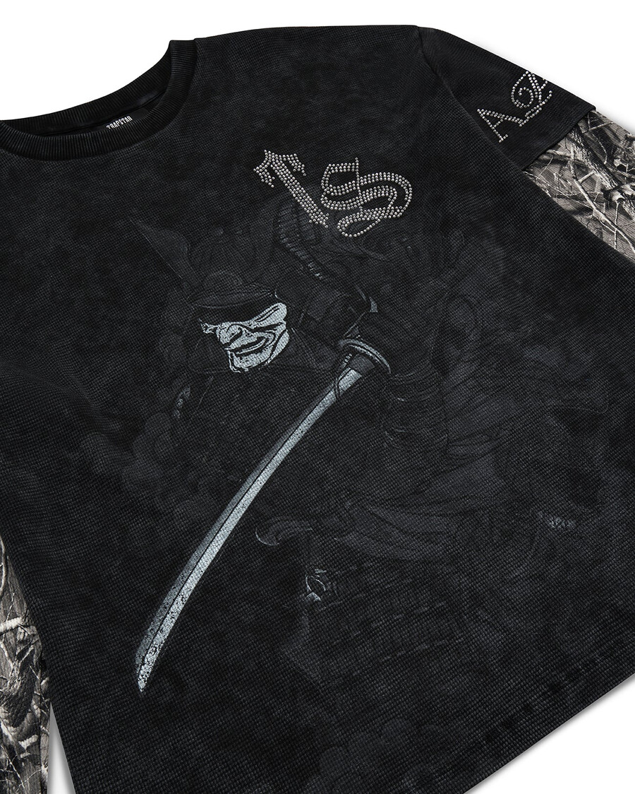 samurai diamanté ls tee - schwarz