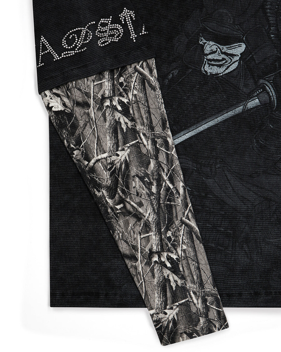 samurai diamanté ls tee - schwarz